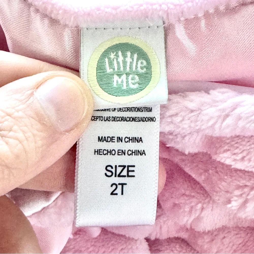 Little Me Pink Faux‎ Fur Ribbed Jacket Toddler Girl 2T Satin Bow Coat